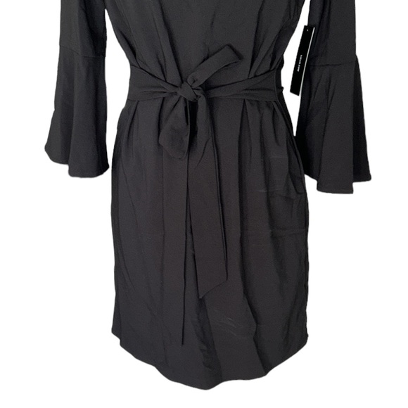 NWT Lulus Last Love Song Black Tie Waist Bow Detail Bell Sleeve Dress - M - Picture 6 of 16